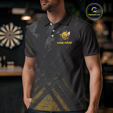 Load image into Gallery viewer, Custom Grunge Black Yellow Funny Bee Dart Polo Shirt For Men Dart Jerseys NYN1545