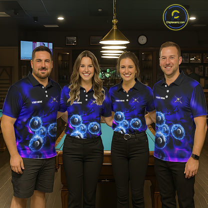 Personalized Blue Holographic Billiard Ball Shirt For Men Pool 8 Ball Billiard Team Jersey NYN2312