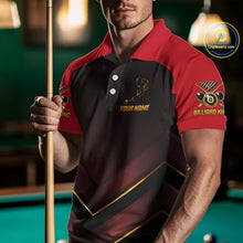 Load image into Gallery viewer, Custom Red Billiard Polo &amp; Quarter-Zip Jerseys For Men Gold 8 Ball Pool Team Jersey NYN2314