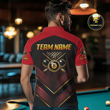 Load image into Gallery viewer, Custom Red Billiard Polo &amp; Quarter-Zip Jerseys For Men Gold 8 Ball Pool Team Jersey NYN2314
