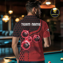 Load image into Gallery viewer, Red Ball 8 Lightning Billiard Polo &amp; Quarter-Zip Jerseys For Men Custom Pool Team Jersey NYN2315
