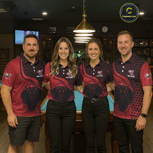 Load image into Gallery viewer, Red Ball 8 Lightning Billiard Polo &amp; Quarter-Zip Jerseys For Men Custom Pool Team Jersey NYN2315