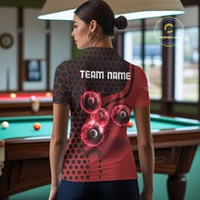 Load image into Gallery viewer, Red Ball 8 Lightning Billiard Polo &amp; Quarter-Zip Jerseys For Women Custom Pool Team Jersey NYN2315