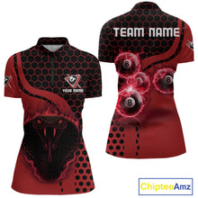 Load image into Gallery viewer, Red Ball 8 Lightning Billiard Polo &amp; Quarter-Zip Jerseys For Women Custom Pool Team Jersey NYN2315