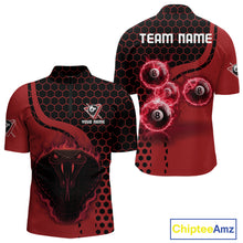 Load image into Gallery viewer, Red Ball 8 Lightning Billiard Polo &amp; Quarter-Zip Jerseys For Men Custom Pool Team Jersey NYN2315