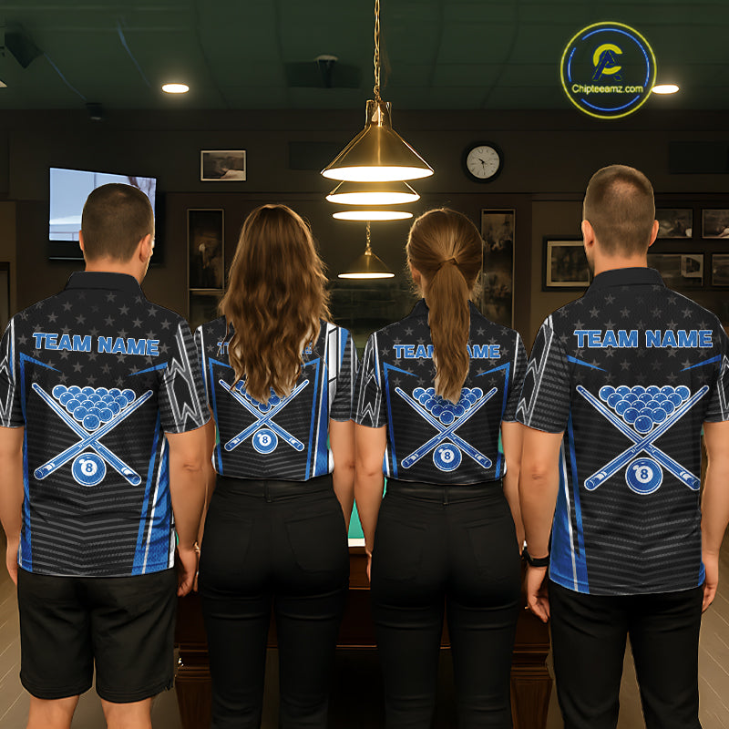 Colorful Paint Ball 8 Billiard Jerseys For Men Custom Blue Billiard Balls Pool Jersey NYN2317
