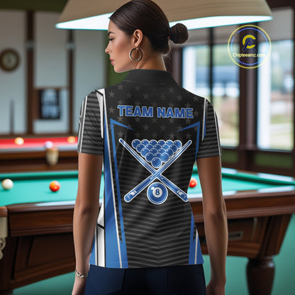 Colorful Paint Ball 8 Billiard Jerseys For Women Custom Blue Billiard Balls Pool Jersey NYN2317