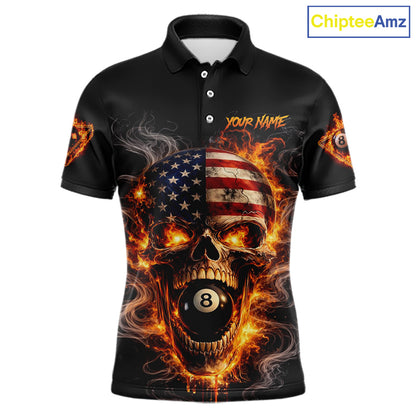 Skull Flaming Pool 8 Ball & 9 Ball Billiard Shirt For Men Personalized 3D Ball Billiard Attire NYN2586