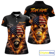 Load image into Gallery viewer, Skull Flaming Pool 8 Ball &amp; 9 Ball Billiard Shirt For Women Personalized 3D Ball Billiard Attire NYN2586