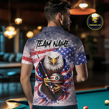 Load image into Gallery viewer, US Flag Grunge Eagle Pool 8 Ball &amp; Cue Billiard Shirt For Men Custom Patriotic Billiard Attire NYN2588