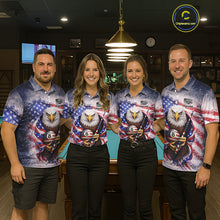 Load image into Gallery viewer, US Flag Grunge Eagle Pool 8 Ball &amp; Cue Billiard Shirt For Men Custom Patriotic Billiard Attire NYN2588