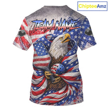 Load image into Gallery viewer, Custom Eagle US Flag Paint Pickleball Ball &amp; Paddle T-Shirt Patriotic Pickleball Jersey For Men NYN2580