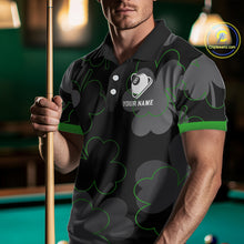 Load image into Gallery viewer, Green Grey Shamrock Funny 8 Ball Pool Men Billiard Shirt Custom St Patrick's Day Billiard Team Jerseys NYN2749