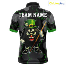 Load image into Gallery viewer, Green Grey Shamrock Funny 8 Ball Pool Men Billiard Shirt Custom St Patrick's Day Billiard Team Jerseys NYN2749
