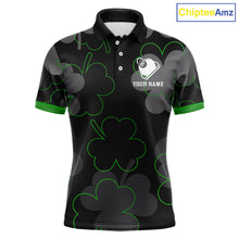 Load image into Gallery viewer, Green Grey Shamrock Funny 8 Ball Pool Men Billiard Shirt Custom St Patrick's Day Billiard Team Jerseys NYN2749