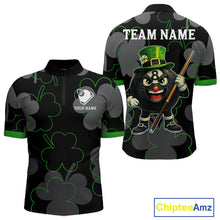 Load image into Gallery viewer, Green Grey Shamrock Funny 8 Ball Pool Men Billiard Shirt Custom St Patrick's Day Billiard Team Jerseys NYN2749