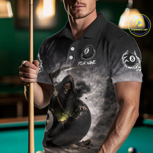 Load image into Gallery viewer, Grey Smoke Grim Reaper Cracked 8 Ball Pool Billiard Team Shirt Custom Billiard Jerseys For Men NYN2751