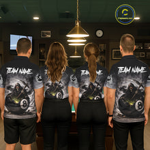 Load image into Gallery viewer, Grey Smoke Grim Reaper Cracked 8 Ball Pool Billiard Team Shirt Custom Billiard Jerseys For Men NYN2751