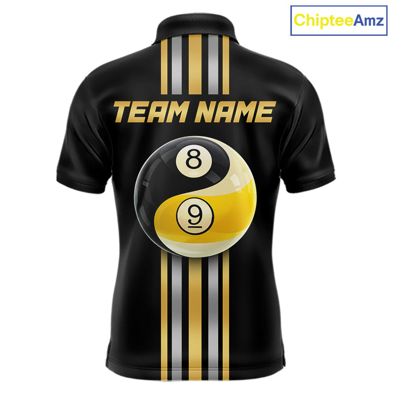 Black & Gold Yin And Yang 8 Ball & 9 Ball Pool Billiard Jerseys For Men Custom Billiard Team Shirt NYN2753