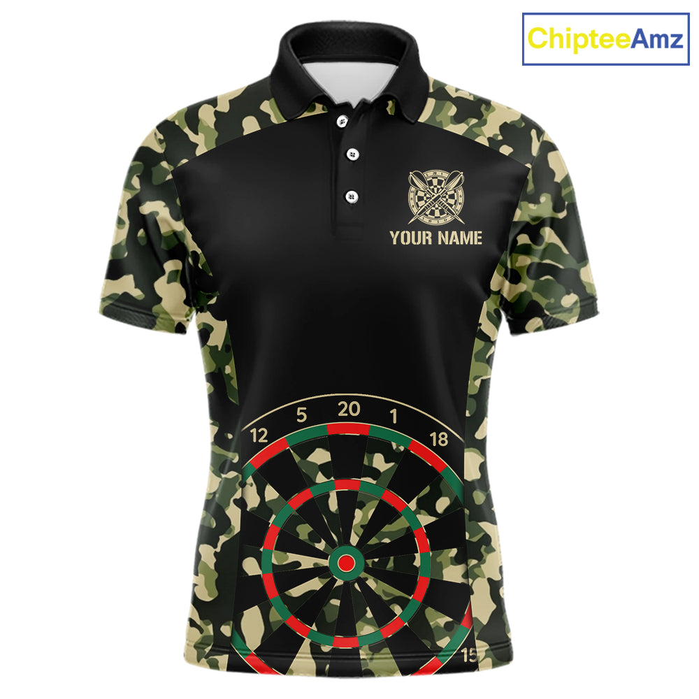 Custom Camouflage Pattern Dartboard Darts Polo Shirts For Men Outfits Darts Jerseys NYN2754