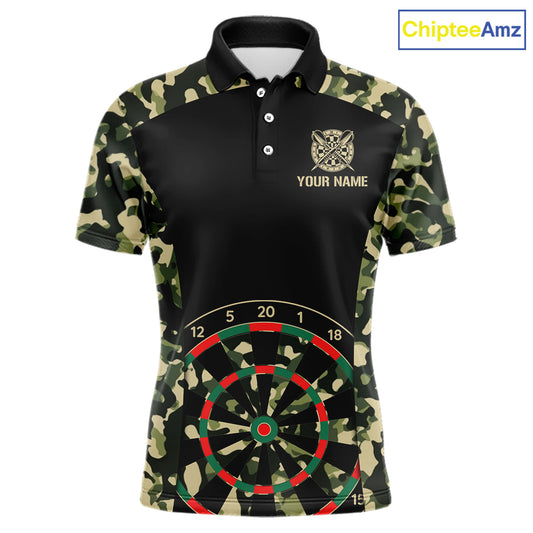 Custom Camouflage Pattern Dartboard Darts Polo Shirts For Men Outfits Darts Jerseys NYN2754