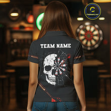 Load image into Gallery viewer, Custom Black And Red Dart Arrow Skull Dart Shirts For Women Outfits Dart Team Jerseys NYN0045