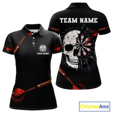 Load image into Gallery viewer, Custom Black And Red Dart Arrow Skull Dart Shirts For Women Outfits Dart Team Jerseys NYN0045