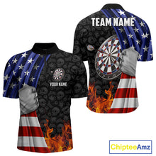 Load image into Gallery viewer, Custom Flame Dartboard Patriotic Dart Shirts For Men American Flag Dart Team Jerseys NYN0047