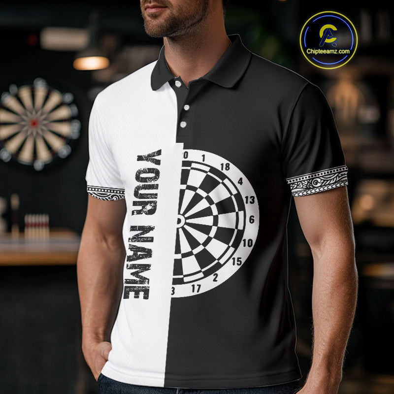 White And Black Dartboards Polynesian Tribals Dart Shirts For Men, Dart Jerseys NYN0048