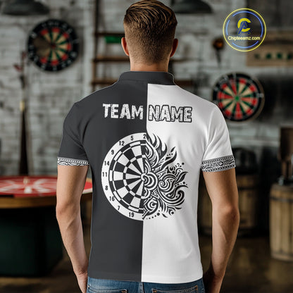 White And Black Dartboards Polynesian Tribals Dart Shirts For Men, Dart Jerseys NYN0048