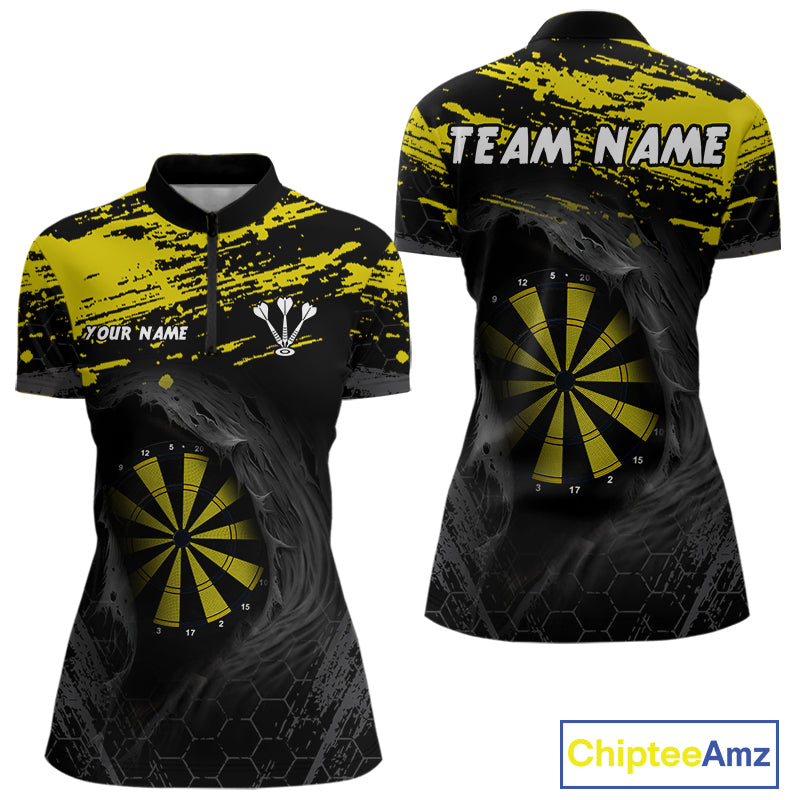 Custom Black And Yellow Dartboards Hexagon Dart Shirts For Women Outfits Grunge Dart Jerseys NYN0049