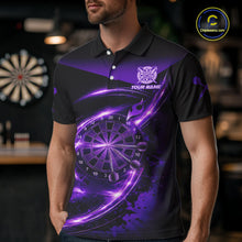 Load image into Gallery viewer, Thunder Purple Dartboard Men Dart Polo &amp; 1/4-Zip Shirt Custom Name Splatter Dart Jersey For Darters NYN2964