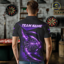 Load image into Gallery viewer, Thunder Purple Dartboard Men Dart Polo &amp; 1/4-Zip Shirt Custom Name Splatter Dart Jersey For Darters NYN2964