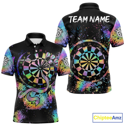 Holographic Splatter Dartboard Men Dart Shirt Custom Name Grunge Ribbon Dart Jersey For Darters NYN2967