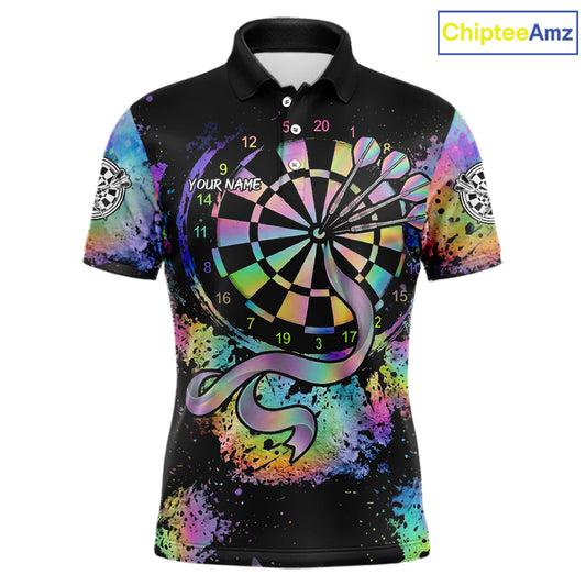 Holographic Splatter Dartboard Men Dart Shirt Custom Name Grunge Ribbon Dart Jersey For Darters NYN2967
