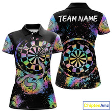 Load image into Gallery viewer, Holographic Splatter Dartboard Women Dart Shirt Custom Name Grunge Ribbon Dart Jersey For Darters NYN2967