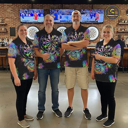 Holographic Splatter Dartboard Women Dart Shirt Custom Name Grunge Ribbon Dart Jersey For Darters NYN2967