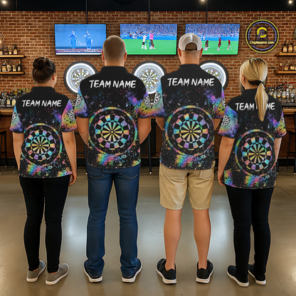 Holographic Splatter Dartboard Women Dart Shirt Custom Name Grunge Ribbon Dart Jersey For Darters NYN2967