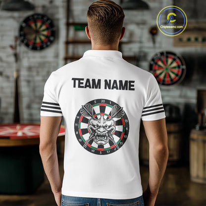 White Demon Head & Darts Arrow Darts Team Shirt For Men - Customizable Name NYN0393