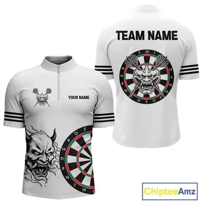 White Demon Head & Darts Arrow Darts Team Shirt For Men - Customizable Name NYN0393