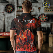 Load image into Gallery viewer, Personalized Men Rhino Dart Polo &amp; Quarter-Zip Shirt Custom Name Team Red Flaming Rhino Dart Jersey NYN3360