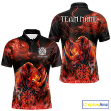 Load image into Gallery viewer, Personalized red flaming rhino dart polo  shirt for men custom dart jersey
