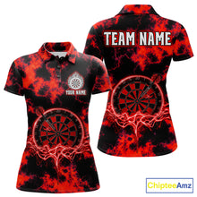 Load image into Gallery viewer, Thunder lightning red dartboard darts polo shirt for women custom team shirt