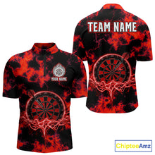 Load image into Gallery viewer, Thunder lightning red dartboard darts shirt for men custom team shirt