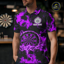 Load image into Gallery viewer, Thunder &amp; Lightning Purple Dartboard Darts Shirt Custom Team Shirt For Men, Gift For Darts Players NYN3364