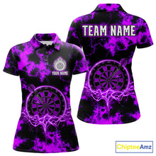 Load image into Gallery viewer, Thunder lightning purple dartboard darts shirt for women custom team shirt