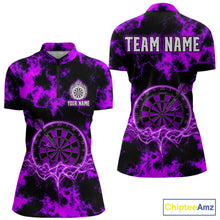 Load image into Gallery viewer, Thunder lightning purple dartboard darts shirt for women custom team shirt