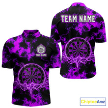 Load image into Gallery viewer, Thunder lightning blue dartboard darts shirt for men custom team shirt