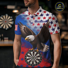Load image into Gallery viewer, Custom Grunge Patriotic Darts Jersey For Men Red, Blue And White American Flag Eagle Dart Shirt NYN3368