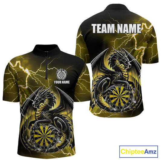Personalized yellow thunder dragon dart polo shirt for men custom team jersey